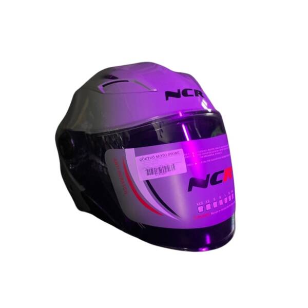 NCR 708E ÇENESİZ VİZÖR KASK SİYAH/BEYAZ/GRİ - Görsel 2